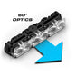 Black and clear LED light bar with blue arrow for Feniex Fusion-S surface mount system for first responders