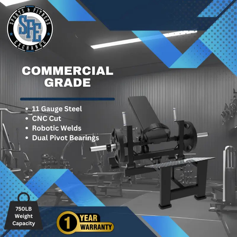 Black Commercial-Grade Plate Loaded Hip Thrust Glute Machine for Strength Training