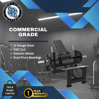 Black Commercial-Grade Plate Loaded Hip Thrust Glute Machine for Strength Training