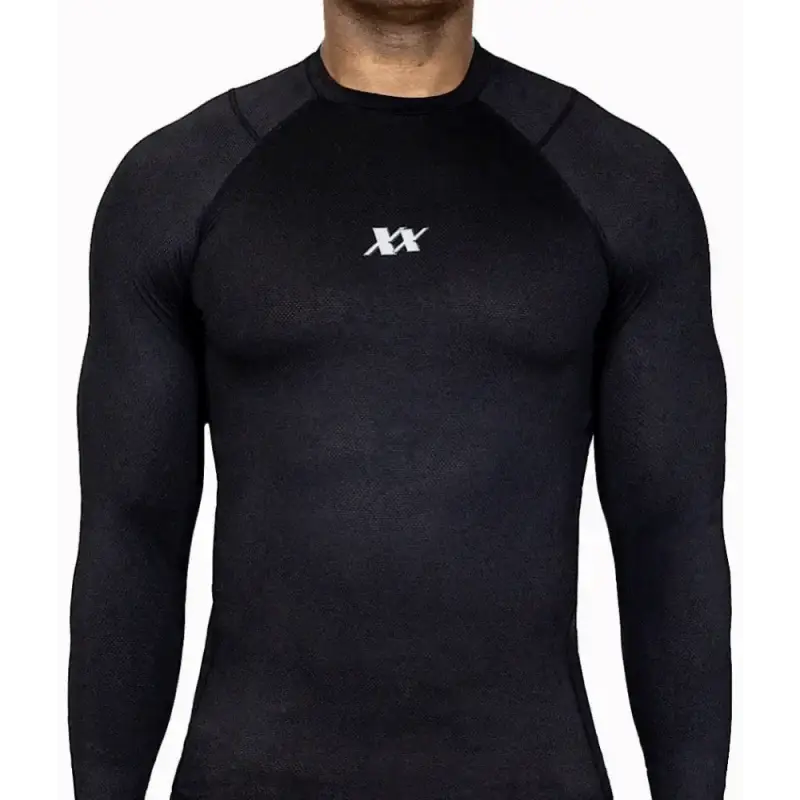 Black Maxx-Dri Silver Elite Long Sleeve Shirt with white logo on chest