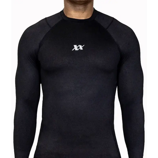 Black Maxx-Dri Silver Elite Long Sleeve Shirt with white logo on chest