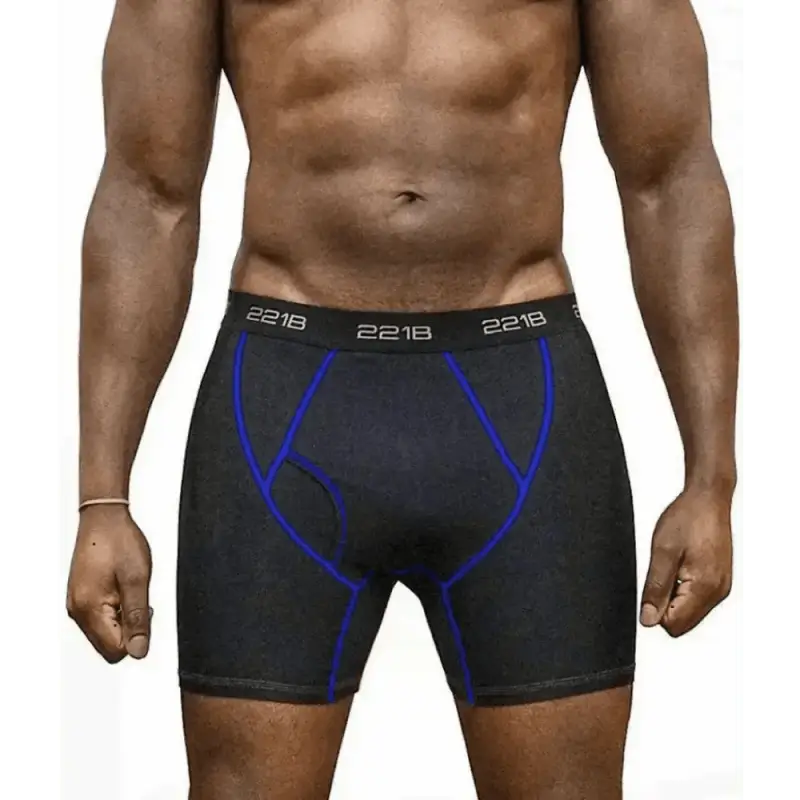 Black Maxx-Dri RFX Boxer Briefs with blue seam details and elastic waistband