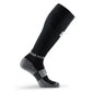 Black gray Tall Compression Socks with cushioned sole and Gear Mud branding for comfort