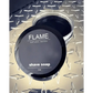 Black container of Flame brand shave soap with activated charcoal and removable lid