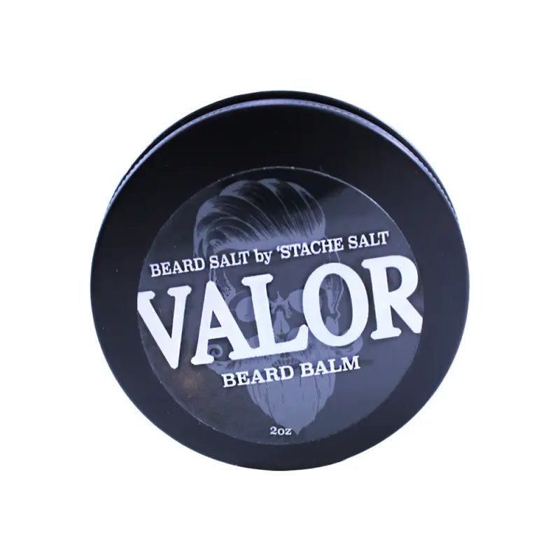 Black container of Valor Beard Balm from the Valor Beard & Mustache Pack by Beard Salt