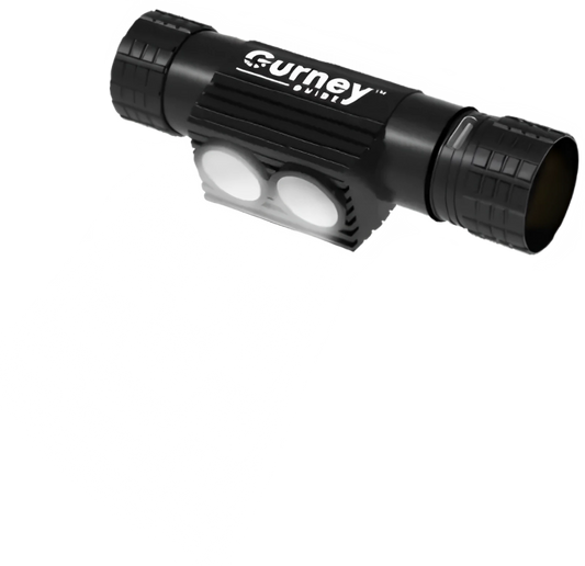 Black cylindrical flashlight with Gumey branding for Manual Cot Lighting – Gurney Guide