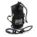 Black cylindrical drawstring pouch with clear window for Personal Rope + Bailout Kit