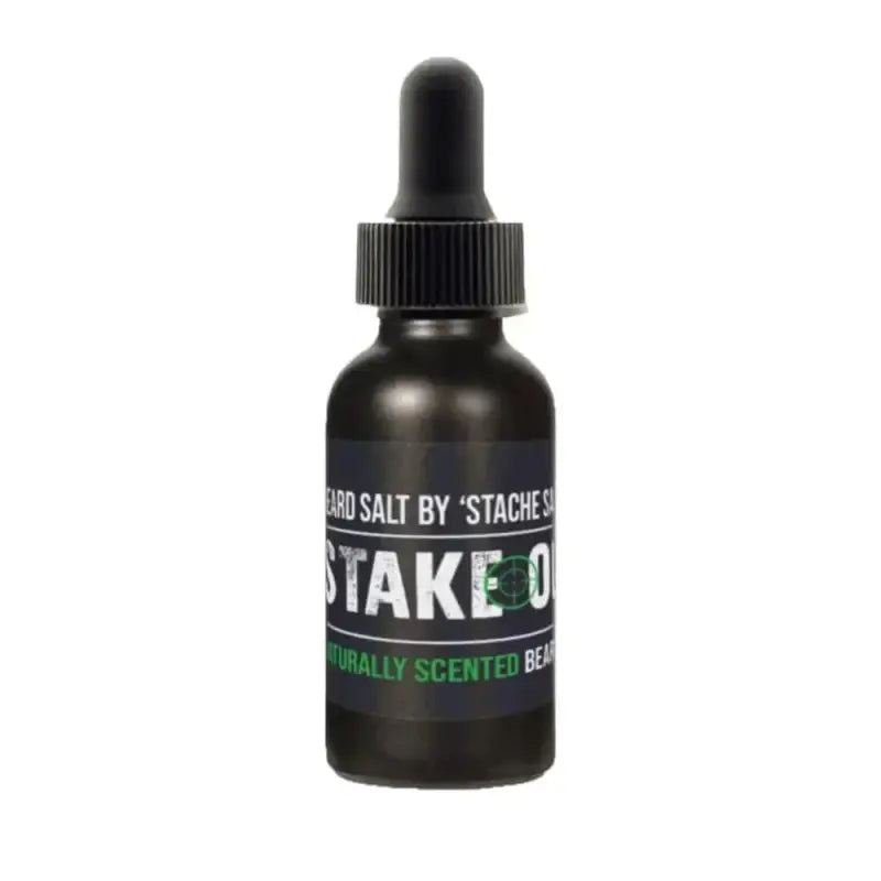 Black dropper bottle of Stake Out Beard Oil - Unscented for first responders