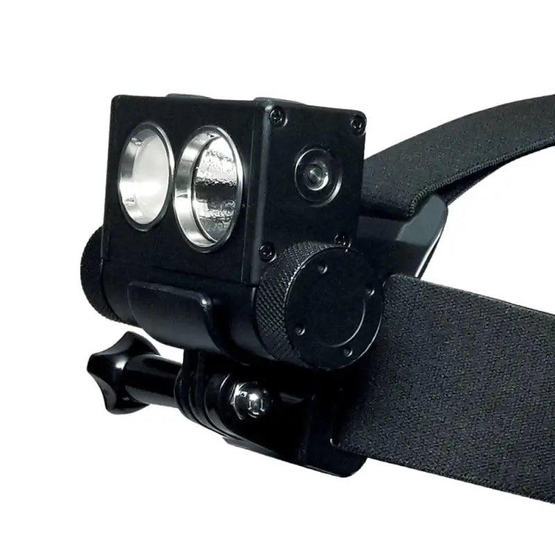 Black Dual-LED Headlamp with j-hook buckle attachment and magnetic charging, Explorer HL-10