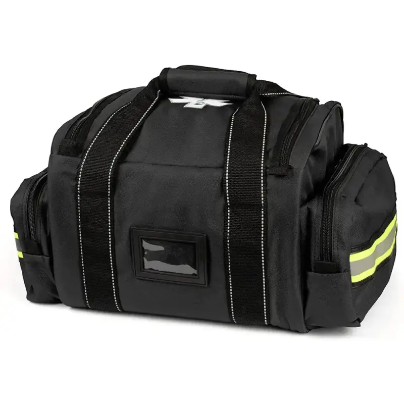 Black duffle bag with reflective stripes for Scherber Intermediate Responder Trauma Kit