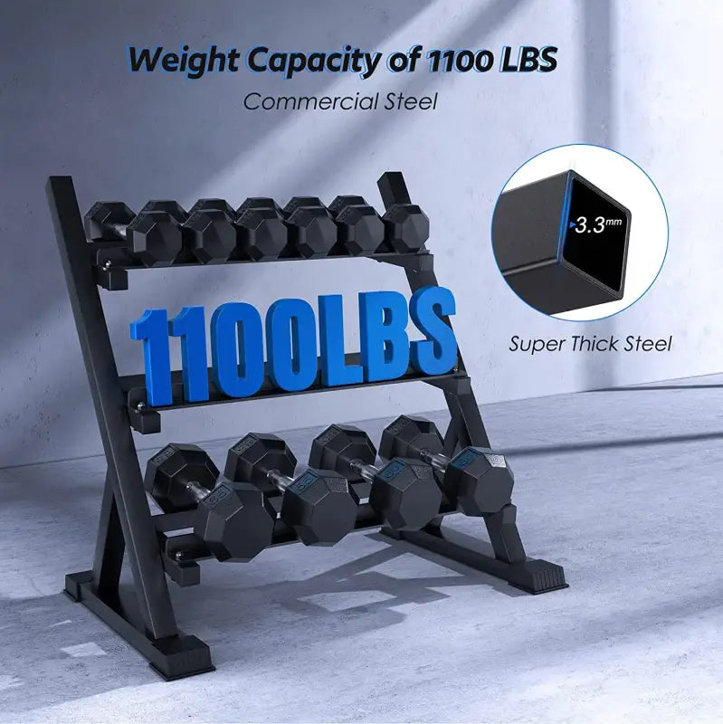 Black SFE 48’’ 3 Tier Dumbbell Rack for efficient dumbbell storage and organization