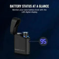 Black electronic charging case with LED display for Olight Baton4KitBK powerful EDC flashlight