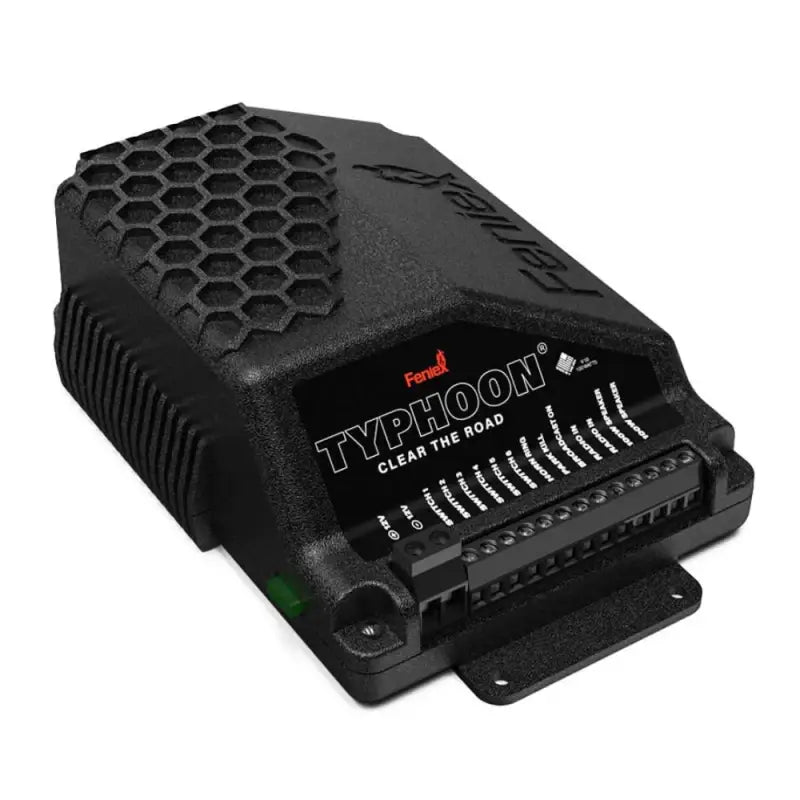 Black electronic control module for Feniex Typhoon Full Function Siren for first responders