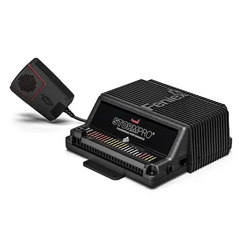 Black Feniex Storm Pro 200W Siren electronic control module with attached microphone