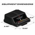 Black Feniex Storm Pro electronic control module with dimensions for the Feniex Storm siren