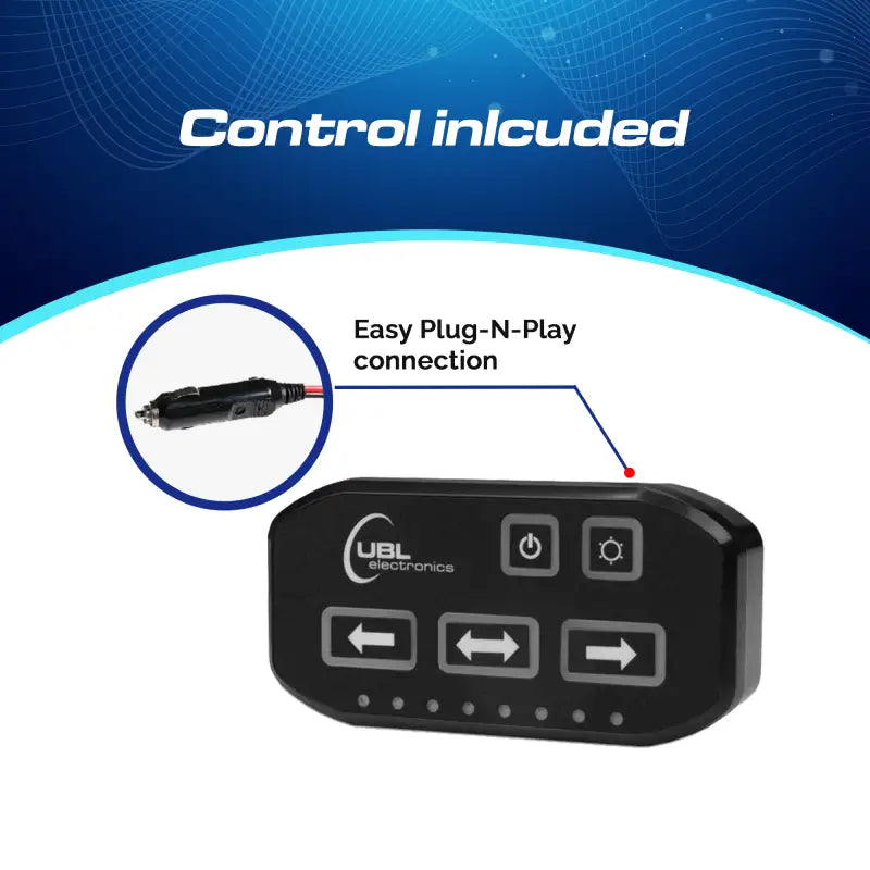 Black electronic control panel of UBL U-Lite 600 Stick Light for first responders