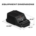 Black Feniex Storm Pro 100W Siren with cooling fins and dimension labels for precise fitting