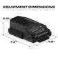 Black Feniex Typhoon full-function siren device with dimensions for first responders
