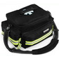 Black EMS Trauma Bag with reflective stripes and shoulder strap for professional essentials EMT