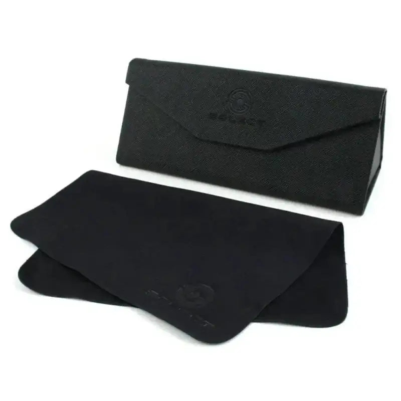 Black folding eyeglass case with cleaning cloth for Solect Density Men’s Polarized Aviator Sunglasses