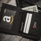 Black fabric wallet with Amazon gift card, cash, and card slots in Coyote Combat Leather