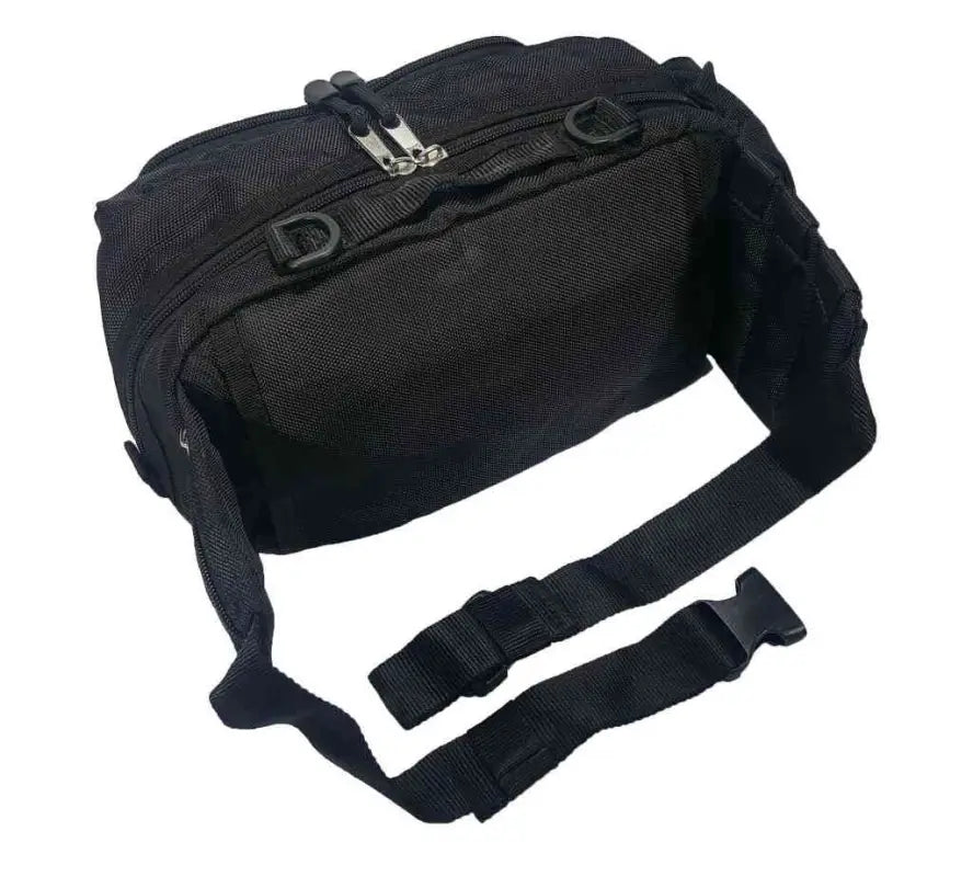 Black fanny pack EMT with adjustable waist strap for paramedics and medical professionals