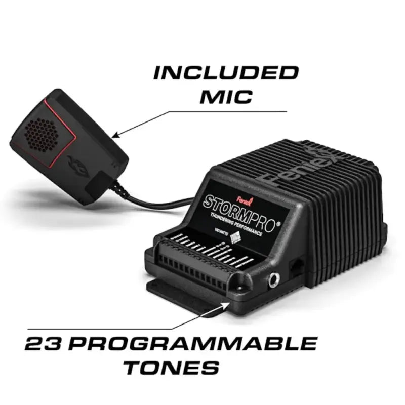 Black Feniex Storm Pro 100W Siren with Microphone for Feniex Storm Pro vehicles