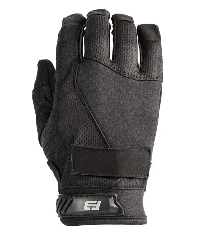 Black tactical fingerless gloves with reinforced palm, compatible with Hands-Free Hilight P3X