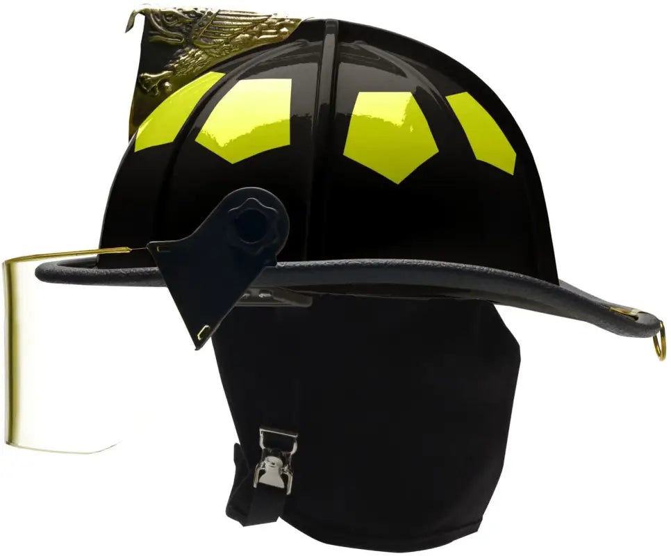 Black UST Super Lightweight Helmet with Brass Eagle and lime yellow reflective markings