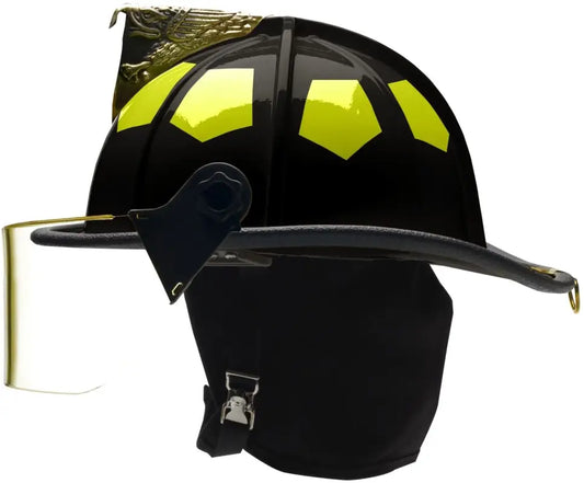 Black UST Super Lightweight Helmet with Brass Eagle and lime yellow reflective markings