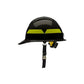 Black Bullard Wildland Fire Helmet in cap style with hi-viz lime yellow stripes