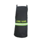 Black firefighter personalized black cooking grilling apron with reflective lime-green stripes