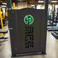 Black fitness equipment with green logo for firefighter and police First Responders workout
