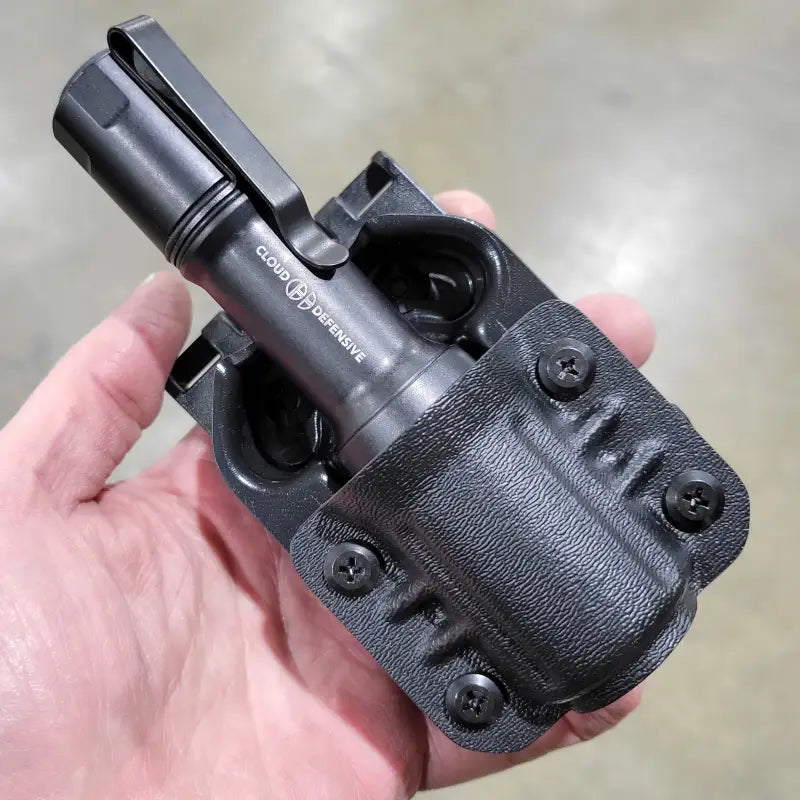Black MCH Duty Flashlight in Holster for Cloud Defensive MCH Duty Flashlight Carrier
