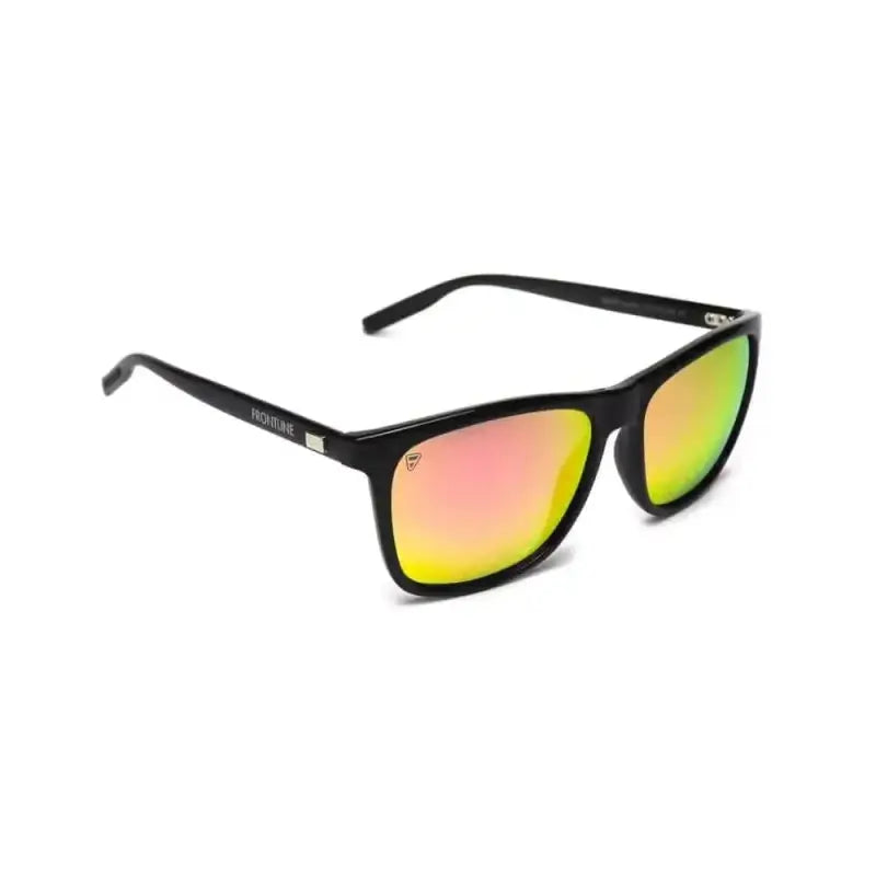 Black-framed NADO Sunset sunglasses with rainbow-tinted mirrored lenses for first responders