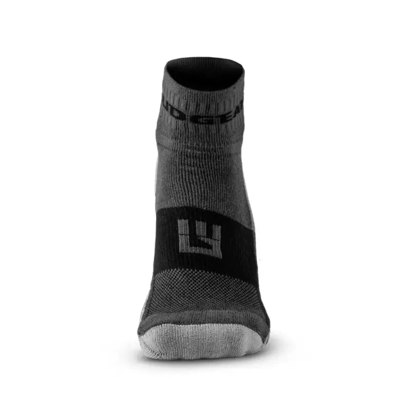 Black and gray MudGear Quarter Trail Socks featuring logo design in a 2 pair pack