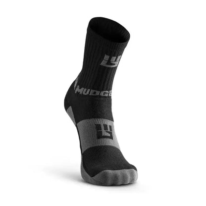 Black and gray Mudgear athletic socks for performance hiking trekking activities