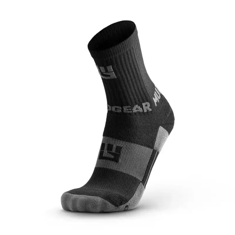 Black and gray Performance Hiking Trekking Sock with ribbed texture and reinforced heel