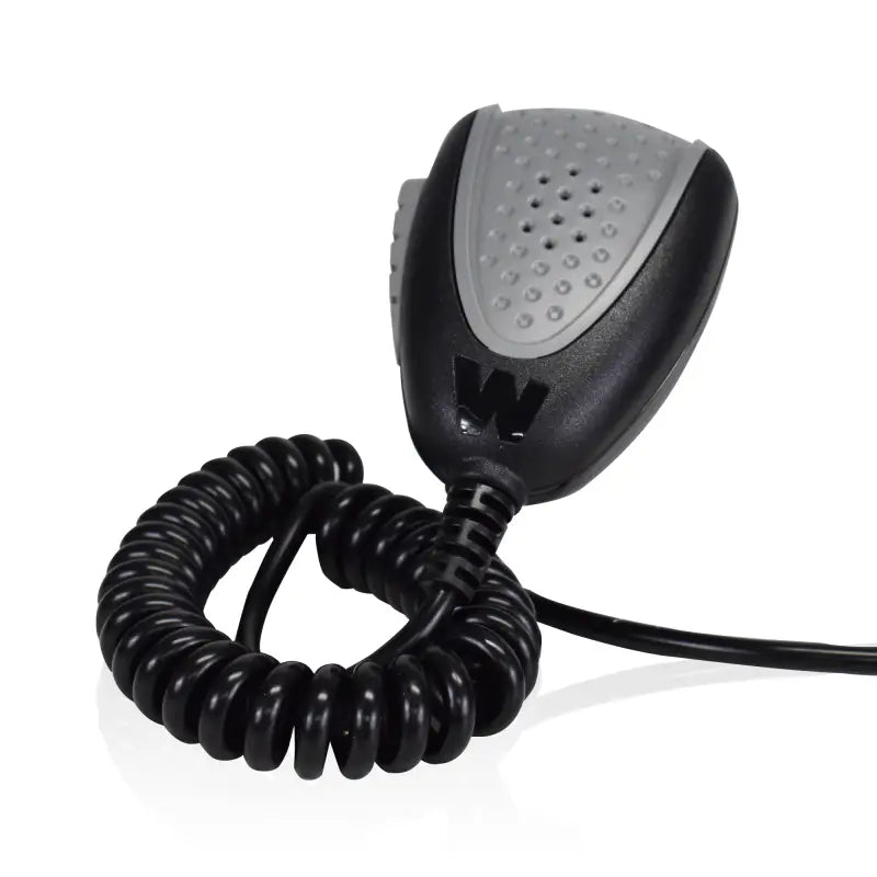 Black and gray coiled microphone for Whelen 295SSA1 Dual Siren Control Center