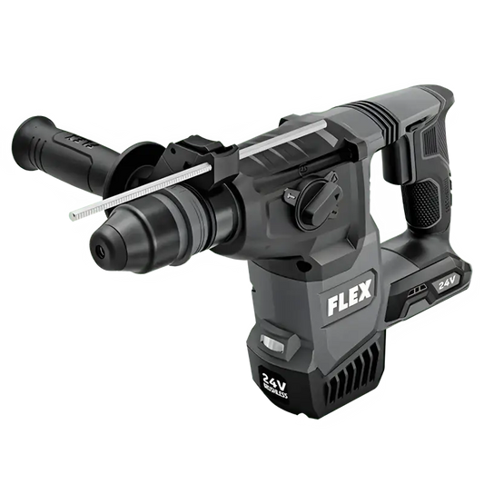 Black and gray FLEX FX1551A-Z 1’’ SDS Plus Rotary Hammer Drill with SDS chuck