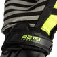 Black and gray striped Exxtremity Patrol Gloves 2.0 with hi-vis yellow accents