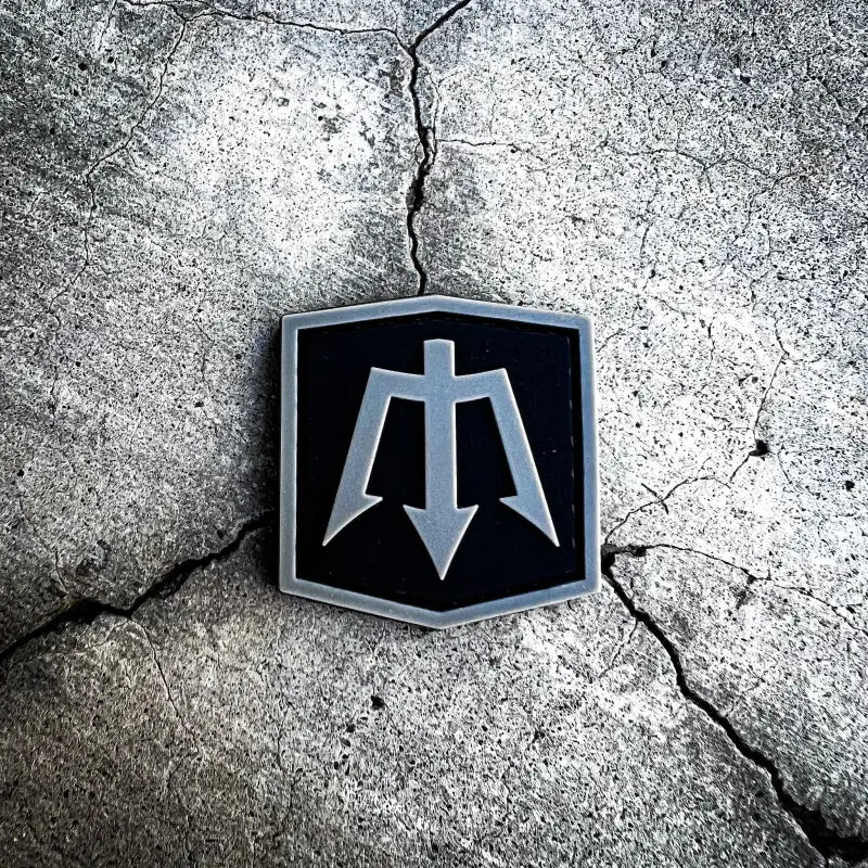 Black and gray trident patch on BMD Shield PVC Patch for firefighters and first responders