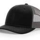 Black and gray trucker hat with leather patch for first responders and firefighters in Dumpster Fire collection