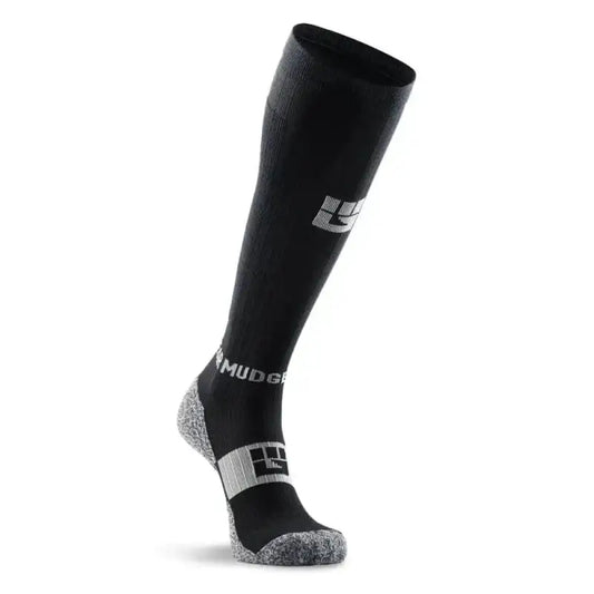 Black gray MudGear Tall Compression Socks offering superior abrasion resistance