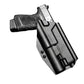 Black handgun holster Modlite PL350 with pistol and suppressor height sights partially inserted