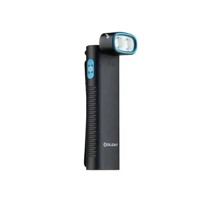 Black Olight ArkflexBK Arkflex Adjustable Flashlight with 90° articulating head and blue LED