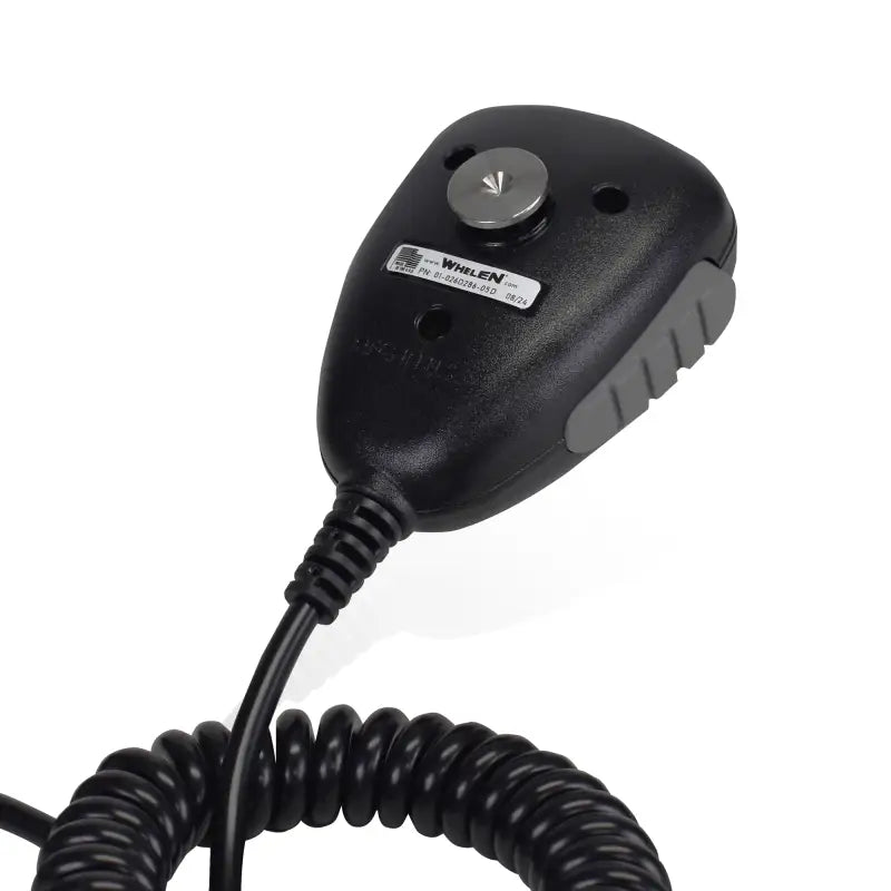 Black handheld microphone with coiled cord for Whelen 295SSA1 Dual Siren Control Center