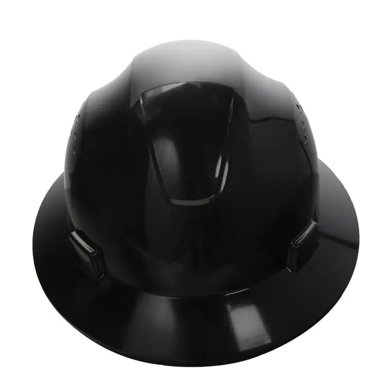 Black Full Brim Safety Hard Hat with 4 Point Suspension meets ANSI Z89 standards