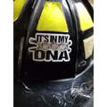 Black ATV UTV helmet with yellow accents and DNA helmet decal saying IT’S IN MY DNA