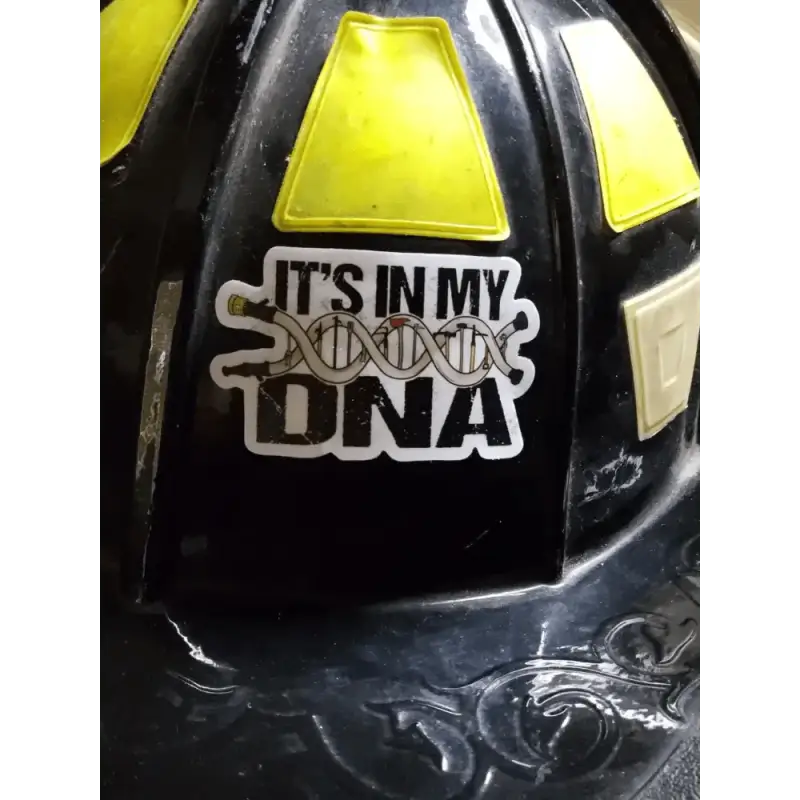 Black ATV UTV helmet with yellow accents and DNA helmet decal saying IT’S IN MY DNA